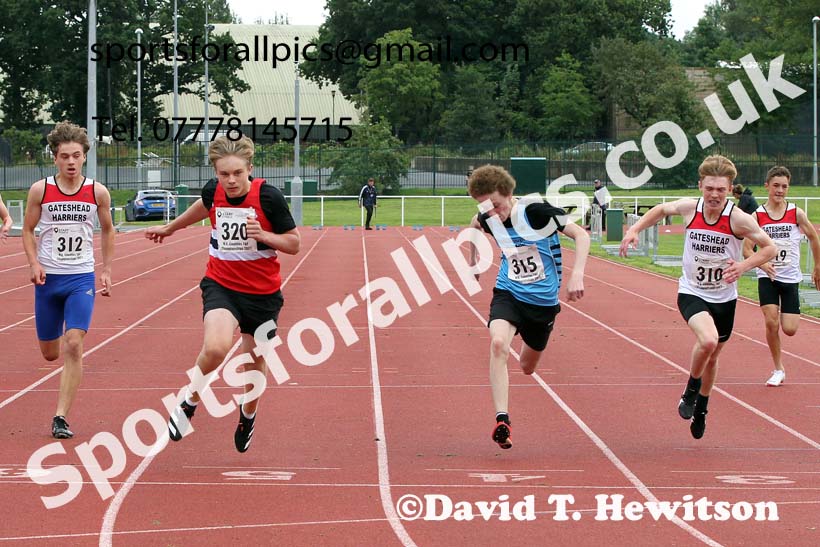 Mens and Boys 100 metres, 2021 North Eastern Track and Field Champs., Middesbrough. Photo: David T. Hewitson/Sports for All Pics